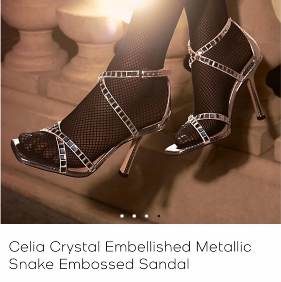 NWT Michael Kors Strappy Silver Gemstone Heeled Sandals High Heel Party … - Picture 2 of 16